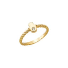 14K Handmade Gold Twisted Rope Ring with Hamsa and Diamond Protection Jewelry for Women