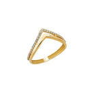 14K Handmade Gold V-Shaped Diamond Ring Elegant Twisted Design with Sparkling Stones