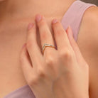 14K Handmade Gold V-Shaped Diamond Ring Elegant Twisted Design with Sparkling Stones