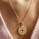 14K Handmade Gold Zodiac Necklace With Cz Stones Horoscope Medallion Pendant - Jewelry