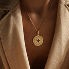 14K Handmade Gold Zodiac Necklace With Cz Stones Horoscope Medallion Pendant - Jewelry