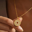 14K Handmade Gold Zodiac Necklace With Cz Stones Horoscope Medallion Pendant - Jewelry
