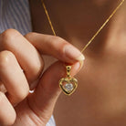 14K Handmade Solid Gold Heart Necklace With Center Cz Stone Elegant Love Pendant - Jewelry