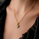 14K Handmade Solid Gold Heart Necklace With Center Cz Stone Elegant Love Pendant - Jewelry