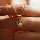 14K Handmade Solid Gold Heart Necklace With Center Cz Stone Elegant Love Pendant - Jewelry