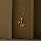 14K Handmade Solid Gold Heart Necklace With Cz Stone Minimal Romantic Pendant - Jewelry