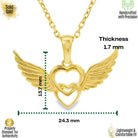 14K Solid Gold Angel Wing Heart Necklace Interlocking Love Pendant Guardian Angel Jewelry Memorial Gift Romantic