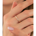 14K Solid Gold Baguette and Round CZ Halfway CrissCross Band - Rings