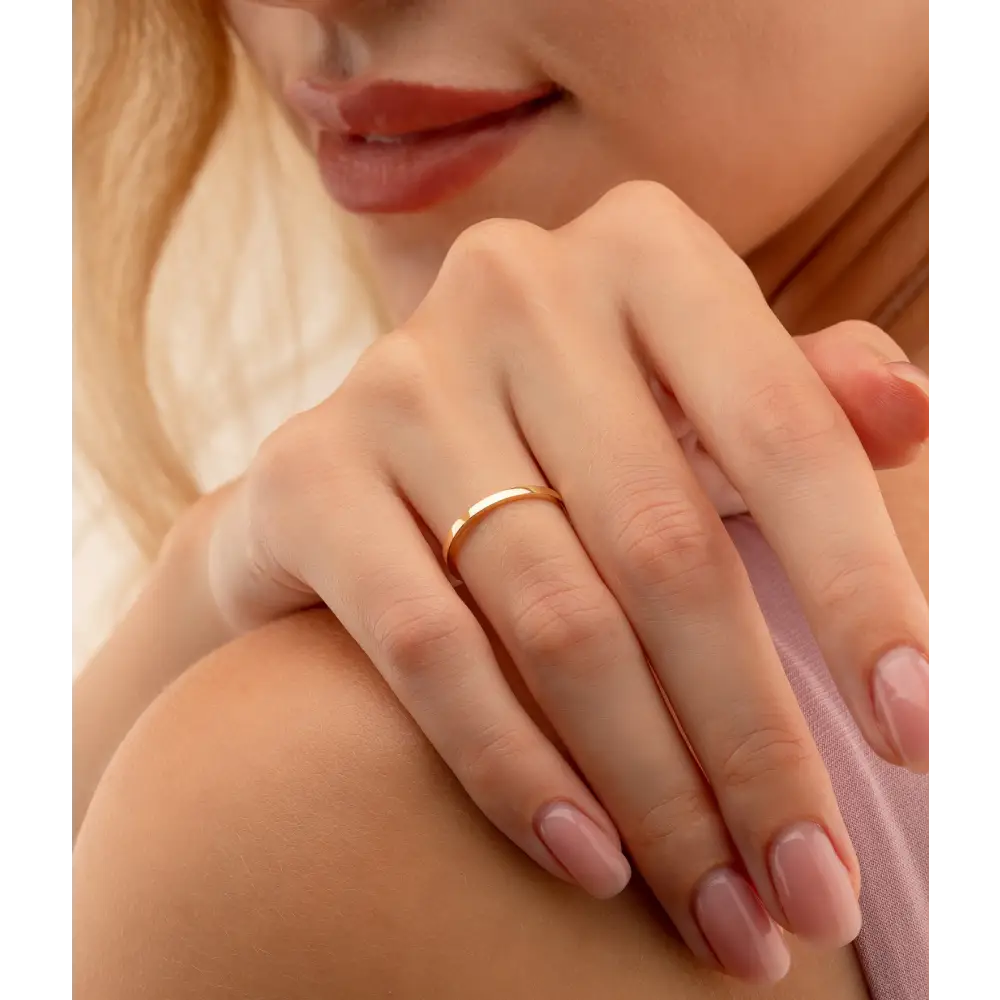 14k Solid Gold Band Plain Wedding Ring - Rings