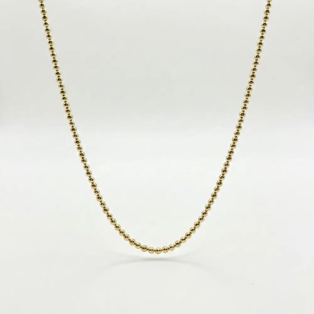 14K Solid Gold Beaded Chain 1-1.15-1.5mm 18 inch Satellite Necklace Dainty Ball Link Choker Real Gold Layering Chain