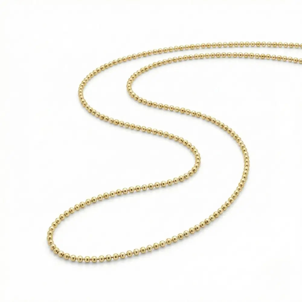 14K Solid Gold Beaded Chain 1-1.15-1.5mm 18 inch Satellite Necklace Dainty Ball Link Choker Real Gold Layering Chain