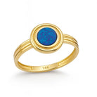 14K Solid Gold Bezel Sapphire Signet Ring September Birthstone