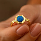14K Solid Gold Bezel Sapphire Signet Ring September Birthstone