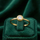 14K Solid Gold Bezel Set Ring Minimal Diamond Thin Gold Band for Everyday Jewelry