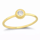 14K Solid Gold Bezel Set Ring Minimal Diamond Thin Gold Band for Everyday Jewelry