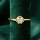 14K Solid Gold Bezel Set Ring Minimal Diamond Thin Gold Band for Everyday Jewelry