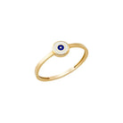 14K Solid Gold Blue Evil Eye Ring Enamel Signet Ring for Women
