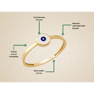 14K Solid Gold Blue Evil Eye Ring Enamel Signet Ring for Women
