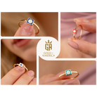 14K Solid Gold Blue Evil Eye Signet Ring Square Enamel Band