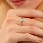 14K Solid Gold Blue Evil Eye Signet Ring Square Enamel Band