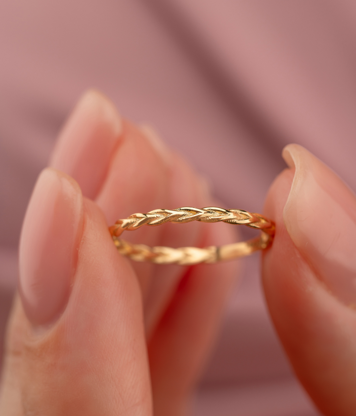 14K Solid Gold Braided Ring - Rings