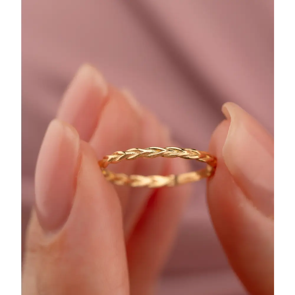 14K Solid Gold Braided Ring - Rings