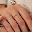 14K Solid Gold Braided Wedding Band Bezel Set CZ Engagement Ring Women