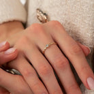 14K Solid Gold Braided Wedding Band Bezel Set CZ Engagement Ring Women