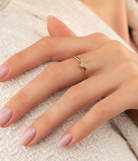 14K Solid Gold Butterfly Ring CZ - Rings