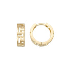 14K Solid Gold Byzantine Greek Key Huggie Hoop Earrings | Wide Meander Pattern Hoops for Women - Single (1 Earring)