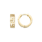 14K Solid Gold Byzantine Greek Key Huggie Hoop Earrings | Wide Meander Pattern Hoops for Women - Single (1 Earring)