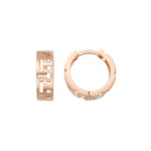 14K Solid Gold Byzantine Greek Key Huggie Hoop Earrings | Wide Meander Pattern Hoops for Women - Single (1 Earring)