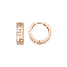 14K Solid Gold Byzantine Greek Key Huggie Hoop Earrings | Wide Meander Pattern Hoops for Women - Single (1 Earring)