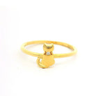 14K Solid Gold Cat Ring Small Simulated Diamond Accent Pet Lover Gift by GoA