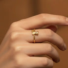 14K Solid Gold Cat Ring Small Simulated Diamond Accent Pet Lover Gift by GoA