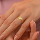 14k Solid Gold Celtic Knot Ring Dainty Irish Wedding Band