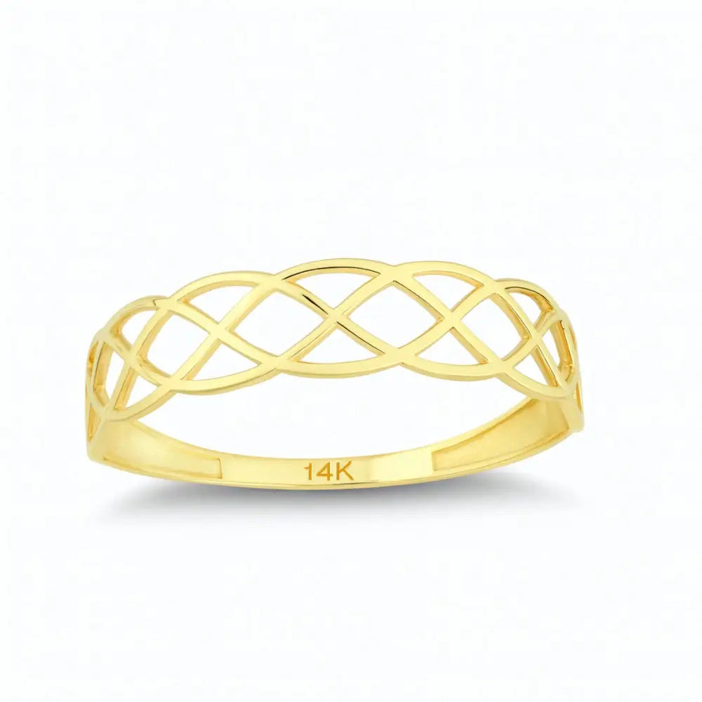 14k Solid Gold Celtic Knot Ring Dainty Irish Wedding Band