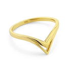 14K Solid Gold Chevron Ring Wavy Wedding Band Wishbone Ring