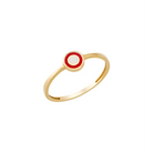 14K Solid Gold Circle Evil Eye Ring Red - Rings
