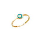 14K Solid Gold Circle Evil Eye Ring Turquoise - Rings