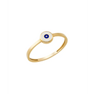 14K Solid Gold Circle Evil Eye Ring White - Rings