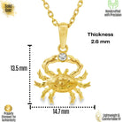 14K Solid Gold Crab Necklace Single CZ Stone Pendant Cancer Zodiac Charm Dainty Ocean Jewelry Birthday Gift for Her