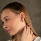 14K Solid Gold Croissant Dome Huggie Earrings | Chunky Ribbed Twist Hoops for Women - Hoop Earrings