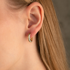 14K Solid Gold Croissant Dome Huggie Earrings | Chunky Ribbed Twist Hoops for Women - Hoop Earrings