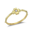 14K Solid Gold Cross Ring with Simulated Diamond – Christian Faith Jewelry Religious