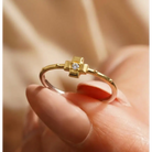 14K Solid Gold Cross Ring with Simulated Diamond – Christian Faith Jewelry Religious