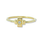 14K Solid Gold Cross Ring with Simulated Diamond – Christian Faith Jewelry Religious