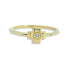 14K Solid Gold Cross Ring with Simulated Diamond – Christian Faith Jewelry Religious