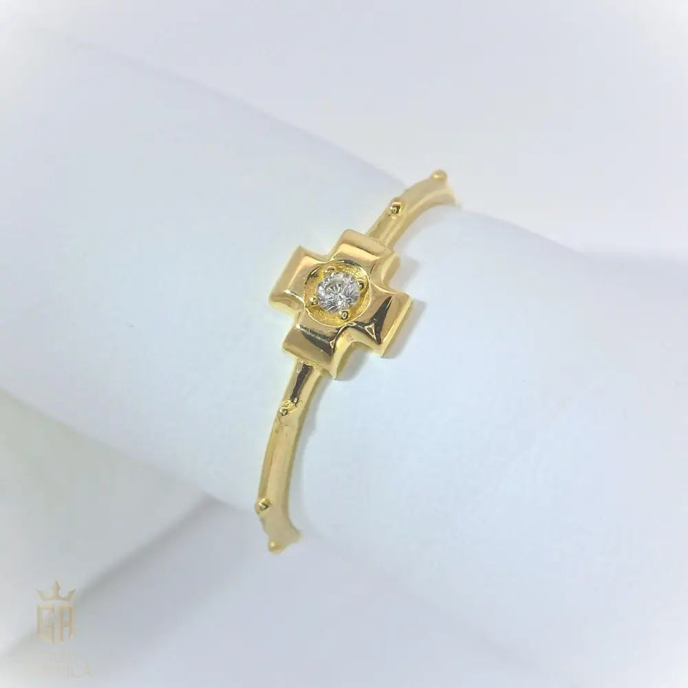 14K Solid Gold Cross Ring with Simulated Diamond – Christian Faith Jewelry Religious