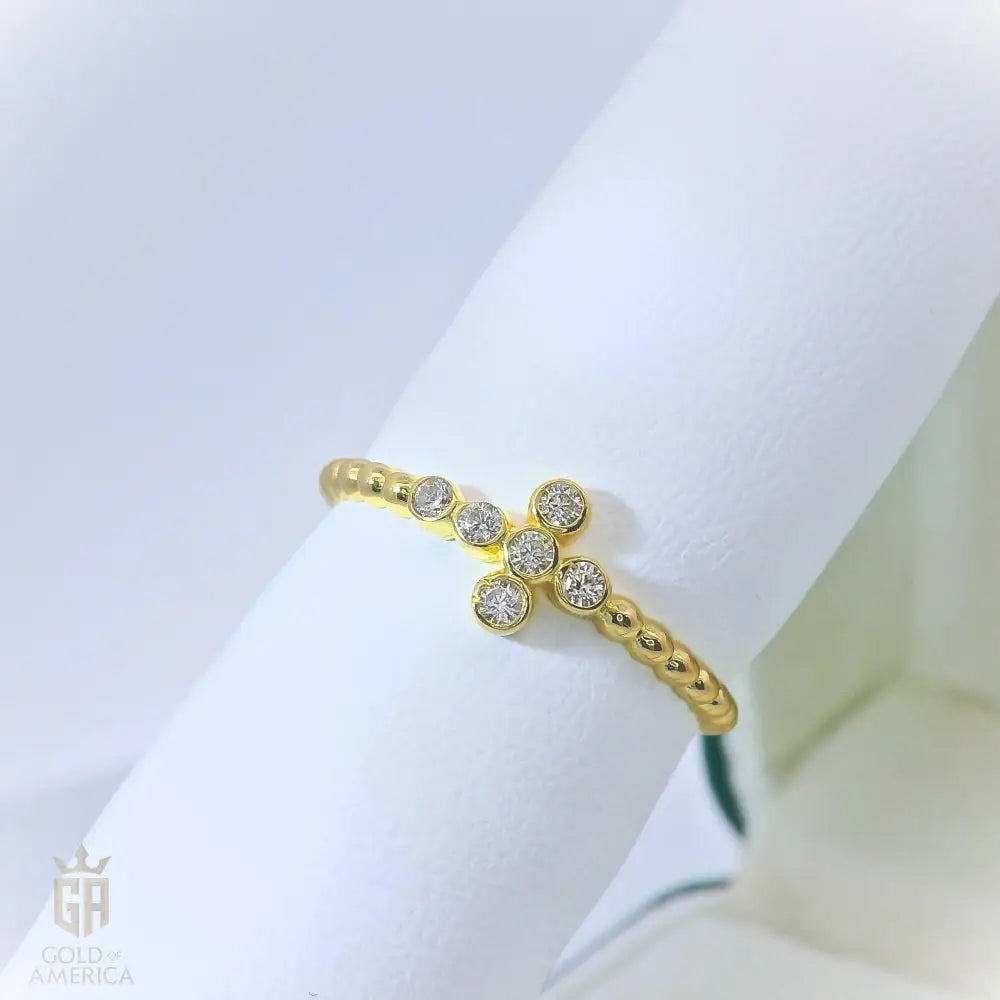 14K Solid Gold Cross Ring with Simulated Diamond – Faith Jewelry Christian Gift for Women